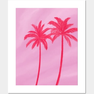 Pink Palm Trees Summer Tropical Aesthetic Posters and Art